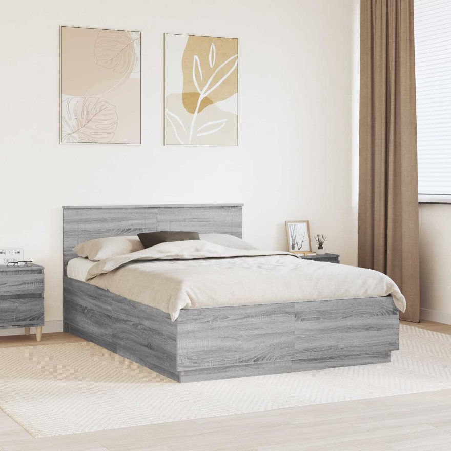 3408164_1.jpg vidaXL Rám postele Sivá sonoma 140 x 190 cm Kompozitné drevo – Obrázok 1