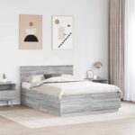 vidaXL Rám postele Sivá sonoma 140 x 190 cm Kompozitné drevo – Obrázok 3