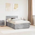 vidaXL Rám postele Betónovo sivá 135 x 190 cm Kompozitné drevo