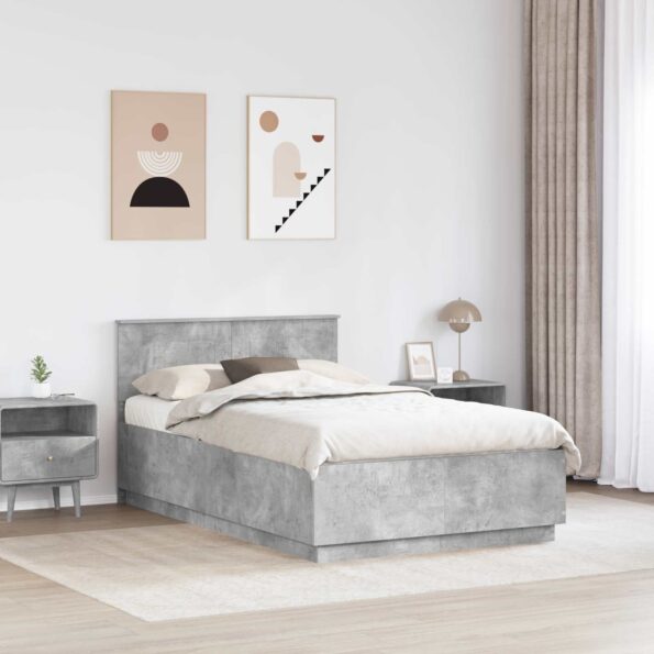 vidaXL Rám postele Betónovo sivá 135 x 190 cm Kompozitné drevo – Obrázok 3