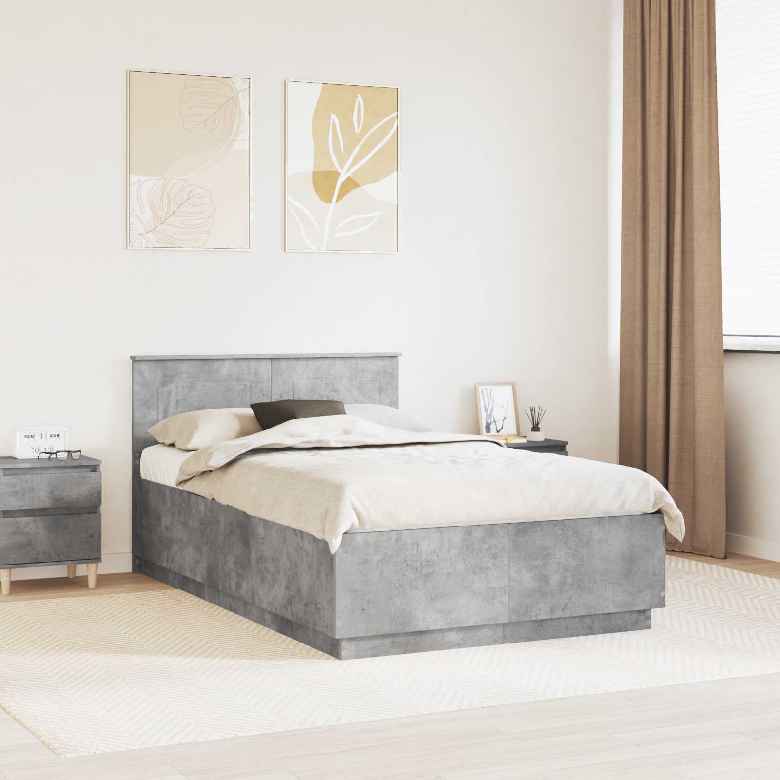 3408183_1.jpg vidaXL Rám postele Betónovo sivá 120 x 190 cm Kompozitné drevo – Obrázok 1