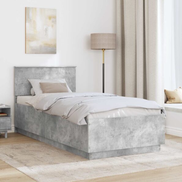 vidaXL Rám postele Betónovo sivá 100 x 200 cm Kompozitné drevo – Obrázok 3