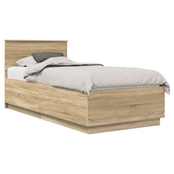 vidaXL Rám postele Dub sonoma 90 x 190 cm Kompozitné drevo – Obrázok 2