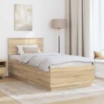 vidaXL Rám postele Dub sonoma 90 x 190 cm Kompozitné drevo – Obrázok 3