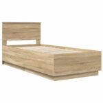 vidaXL Rám postele Dub sonoma 90 x 190 cm Kompozitné drevo – Obrázok 4