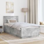 vidaXL Rám postele Betónová šedá 90 x 200 cm Kompozitné drevo – Obrázok 3