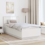 vidaXL Rám postele s čelnou doskou Biela 75 x 190 cm Kompozitné drevo – Obrázok 3