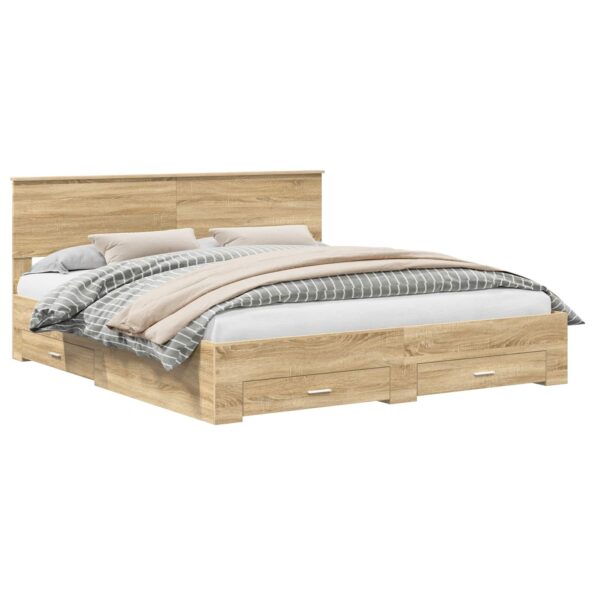 vidaXL Rám postele Sonoma dub 200 x 200 cm Kompozitné drevo – Obrázok 2