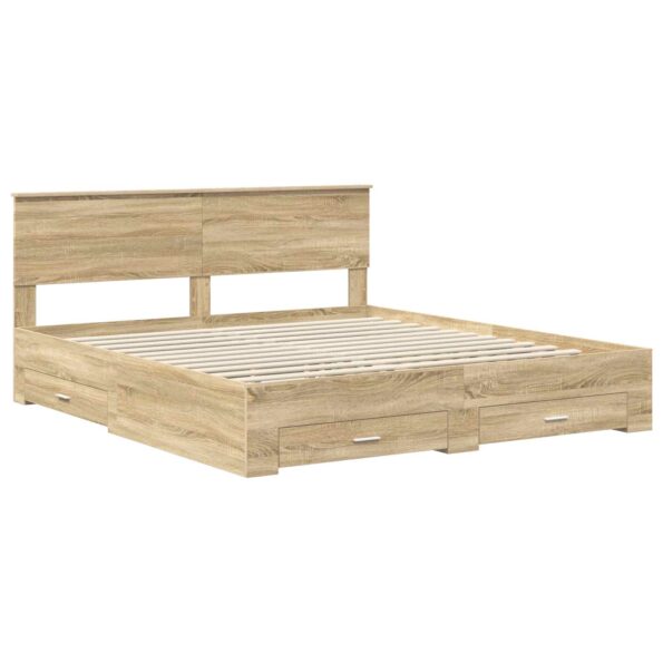 vidaXL Rám postele Sonoma dub 200 x 200 cm Kompozitné drevo – Obrázok 4