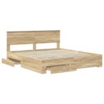 vidaXL Rám postele Sonoma dub 200 x 200 cm Kompozitné drevo – Obrázok 5