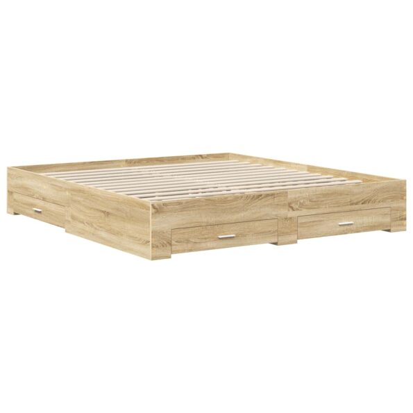vidaXL Rám postele Sonoma dub 200 x 200 cm Kompozitné drevo – Obrázok 6
