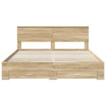 vidaXL Rám postele Sonoma dub 200 x 200 cm Kompozitné drevo – Obrázok 8