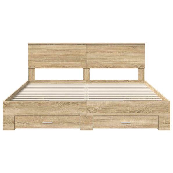 vidaXL Rám postele Sonoma dub 200 x 200 cm Kompozitné drevo – Obrázok 8