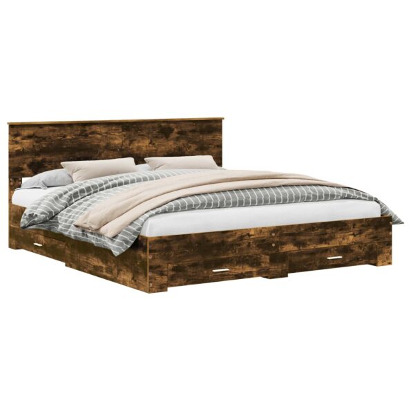 vidaXL Rám postele Dymová dub 200 x 200 cm Kompozitné drevo – Obrázok 2