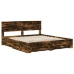 vidaXL Rám postele Dymová dub 200 x 200 cm Kompozitné drevo – Obrázok 4