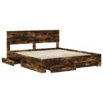 vidaXL Rám postele Dymová dub 200 x 200 cm Kompozitné drevo – Obrázok 5