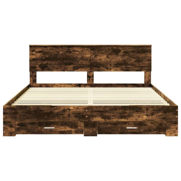vidaXL Rám postele Dymová dub 200 x 200 cm Kompozitné drevo – Obrázok 8