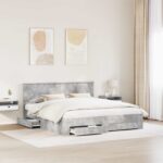 vidaXL Rám postele Betónová šedá 180 x 200 cm Kompozitné drevo – Obrázok 3