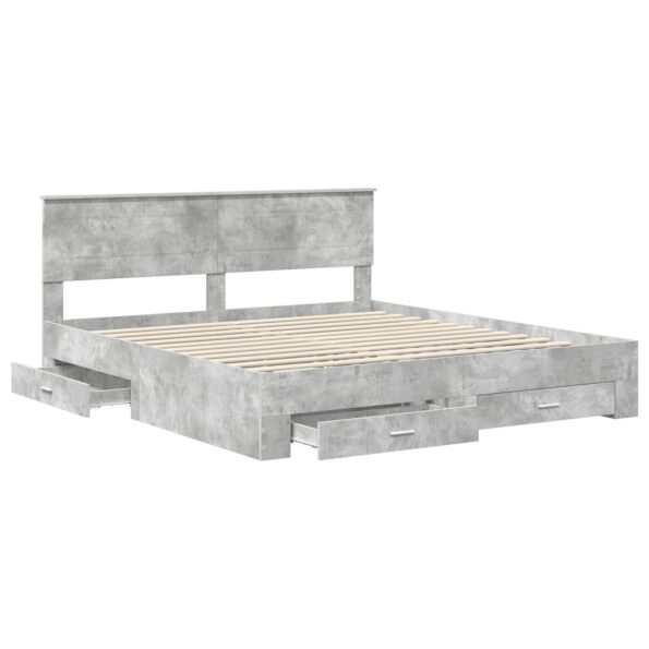 vidaXL Rám postele Betónová šedá 180 x 200 cm Kompozitné drevo – Obrázok 5