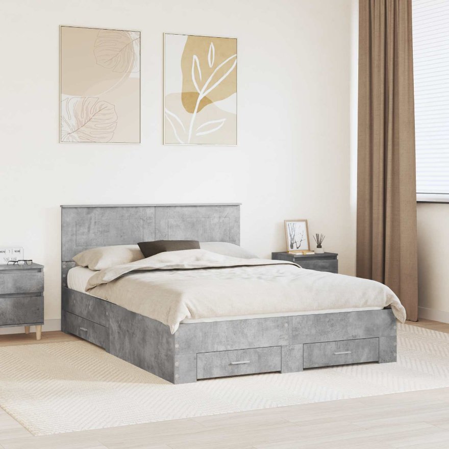 3408241_1.jpg vidaXL Rám postele Betónová šedá 160 x 200 cm Kompozitné drevo – Obrázok 1