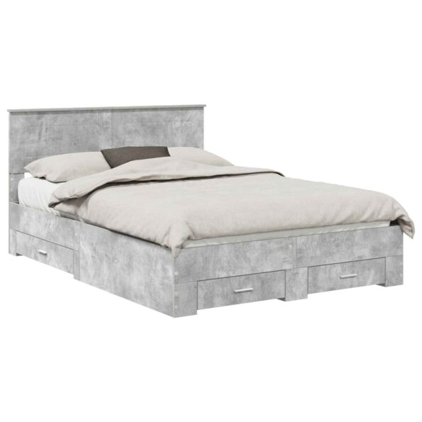 vidaXL Rám postele Betónová šedá 160 x 200 cm Kompozitné drevo – Obrázok 2