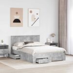vidaXL Rám postele Betónová šedá 160 x 200 cm Kompozitné drevo – Obrázok 3