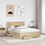 vidaXL Rám postele Sonoma dub 140 x 190 cm Kompozitné drevo – Obrázok 3