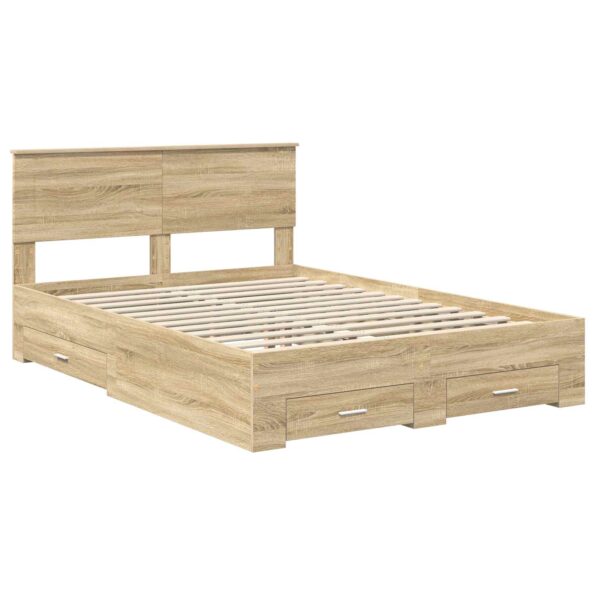 vidaXL Rám postele Sonoma dub 140 x 190 cm Kompozitné drevo – Obrázok 4