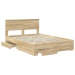 vidaXL Rám postele Sonoma dub 140 x 190 cm Kompozitné drevo – Obrázok 5