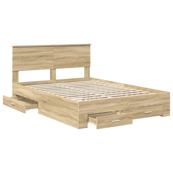 vidaXL Rám postele Sonoma dub 140 x 190 cm Kompozitné drevo – Obrázok 5