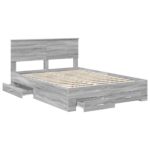 vidaXL Rám postele Sivý Sonoma 140 x 190 cm Kompozitné drevo – Obrázok 5