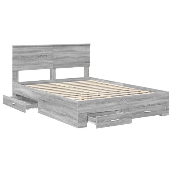 vidaXL Rám postele Sivý Sonoma 140 x 190 cm Kompozitné drevo – Obrázok 5