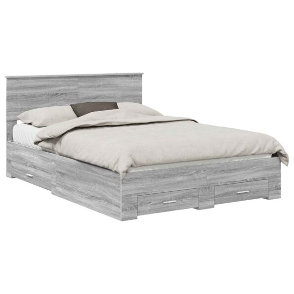 vidaXL Rám postele Sivý Sonoma 140 x 200 cm Kompozitné drevo – Obrázok 2