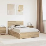 vidaXL Rám postele Sonoma dub 135 x 190 cm Kompozitné drevo