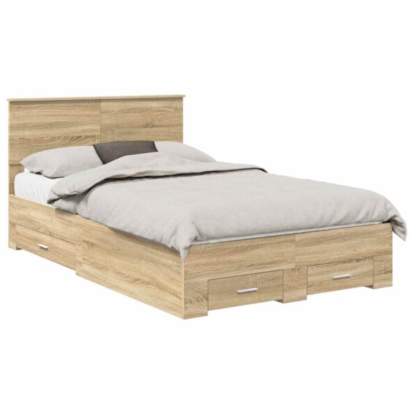 vidaXL Rám postele Sonoma dub 135 x 190 cm Kompozitné drevo – Obrázok 2