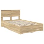 vidaXL Rám postele Sonoma dub 135 x 190 cm Kompozitné drevo – Obrázok 4