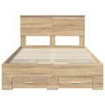 vidaXL Rám postele Sonoma dub 135 x 190 cm Kompozitné drevo – Obrázok 8
