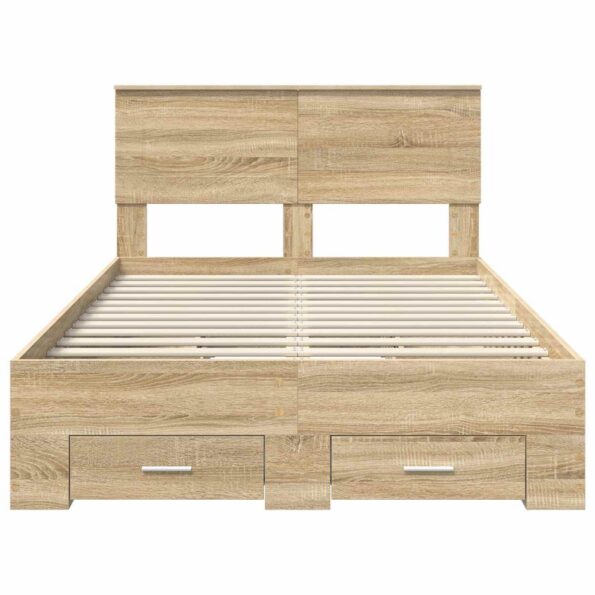 vidaXL Rám postele Sonoma dub 135 x 190 cm Kompozitné drevo – Obrázok 8