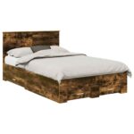 vidaXL Rám postele Dymová dub 135 x 190 cm Kompozitné drevo – Obrázok 2