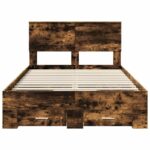 vidaXL Rám postele Dymová dub 135 x 190 cm Kompozitné drevo – Obrázok 8