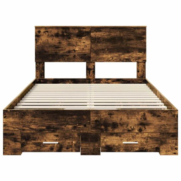 vidaXL Rám postele Dymová dub 135 x 190 cm Kompozitné drevo – Obrázok 8