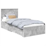 vidaXL Rám postele Betónová šedá 100 x 200 cm Kompozitné drevo – Obrázok 2