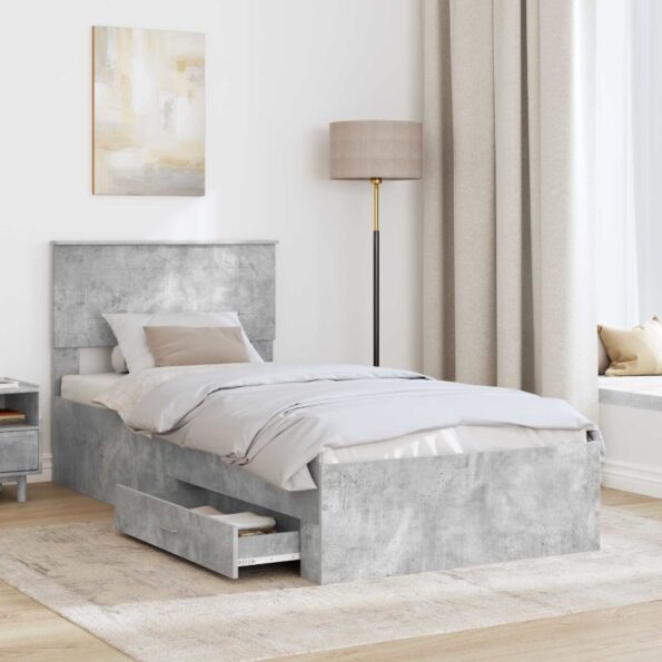 vidaXL Rám postele Betónová šedá 100 x 200 cm Kompozitné drevo – Obrázok 3