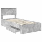 vidaXL Rám postele Betónová šedá 100 x 200 cm Kompozitné drevo – Obrázok 5