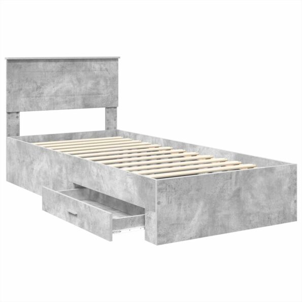vidaXL Rám postele Betónová šedá 100 x 200 cm Kompozitné drevo – Obrázok 5