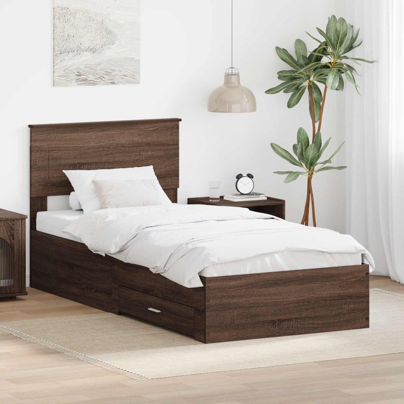 3408305_1.jpg vidaXL Rám postele Hnedý dub a striebro 100 x 200 cm Kompozitné drevo – Obrázok 1