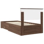 vidaXL Rám postele Hnedý dub a striebro 100 x 200 cm Kompozitné drevo – Obrázok 9