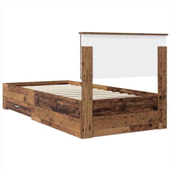 vidaXL Rám postele Staré drevo 90 x 190 cm Kompozitné drevo – Obrázok 9