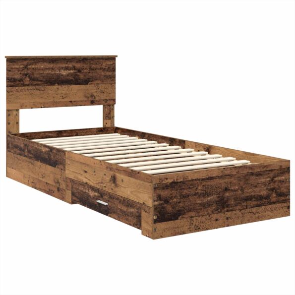 vidaXL Rám postele Staré drevo 90 x 200 cm Kompozitné drevo – Obrázok 4
