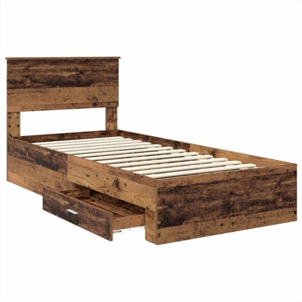 vidaXL Rám postele Staré drevo 90 x 200 cm Kompozitné drevo – Obrázok 5